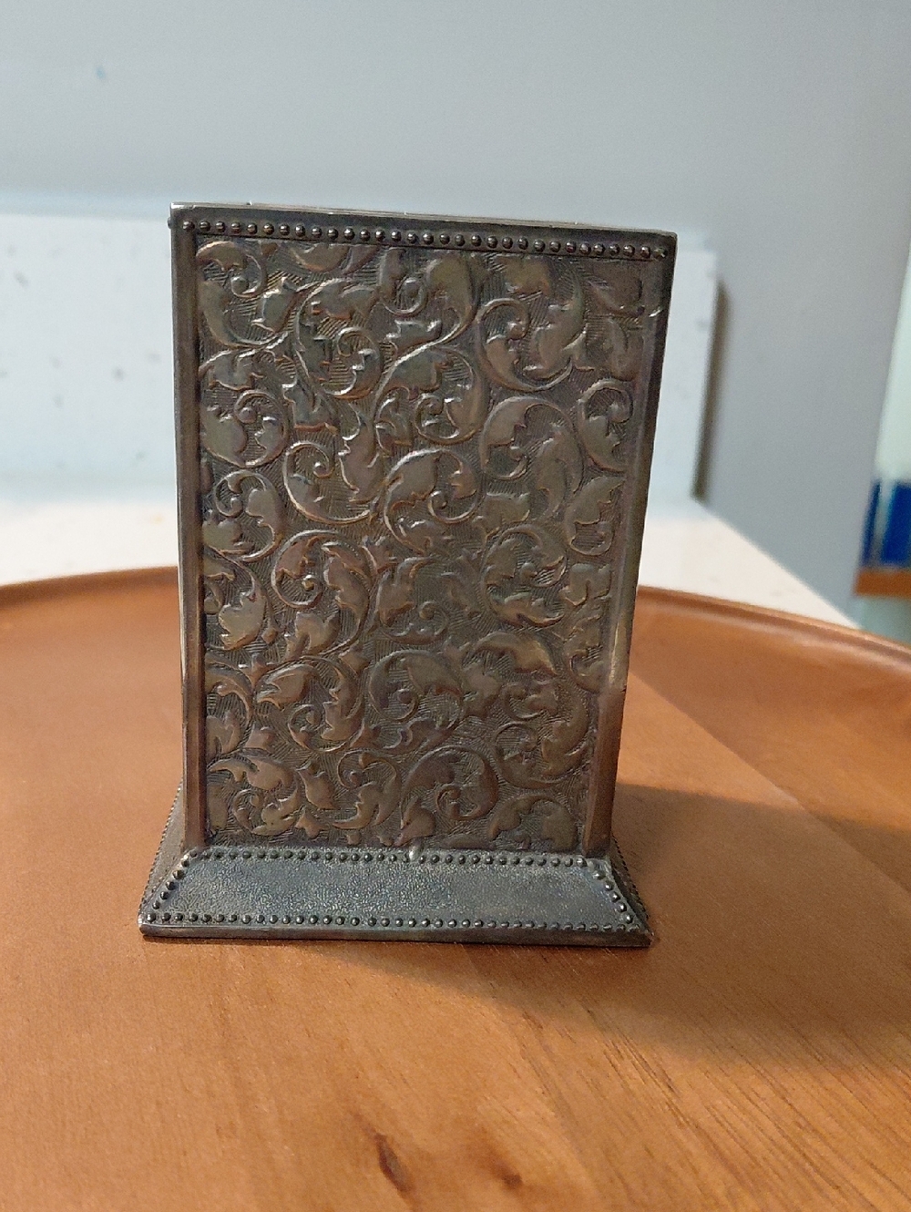 Plated Sterling Silver Pen/Pencil square shaped desk holder wit